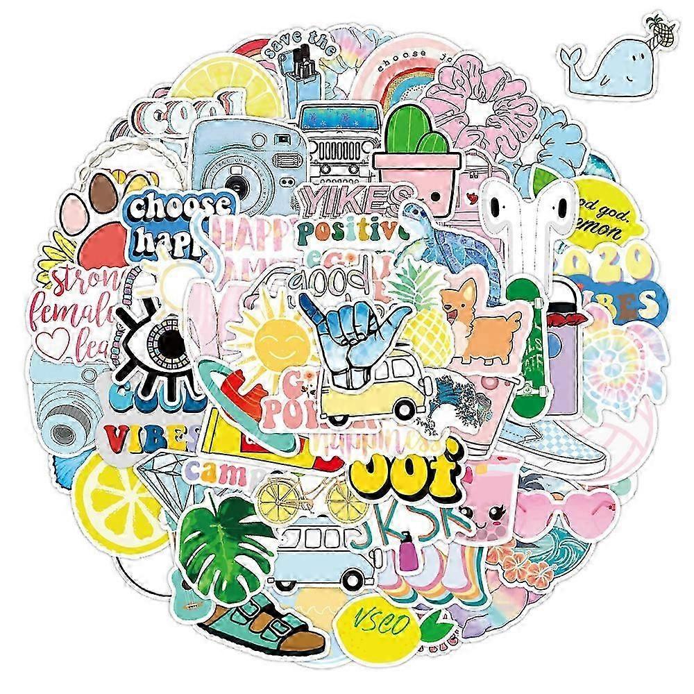 ウォーターボトル用ステッカー、ハイドロフラスコ、ラップトップ、コンピューター、電話、PC、スケートボード、ティーン用荷物用の100個のかわいいビニール防水美的ステッカー