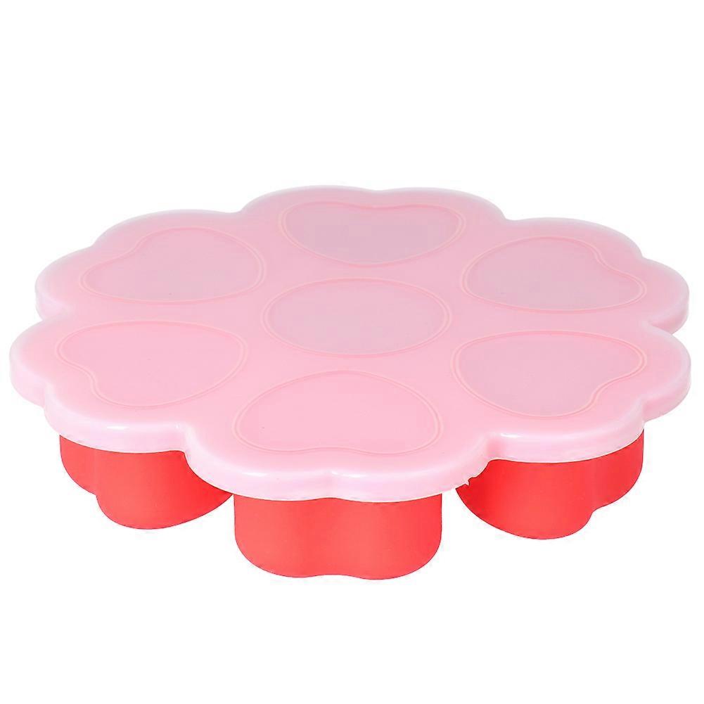 Red Reble Heart-Shaped Silicone Ice Mold Tray with Lid - Flexible Ice Cube Maker for Supplementary Food Storage