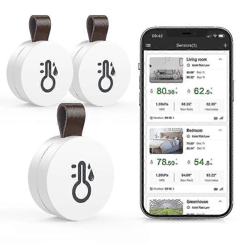 Bluetooth-termometerhygrometer, trådlös termohygrometer mini, med smart sensorapp, datalogger och exportdata för sovrum, barnrum, vincell
