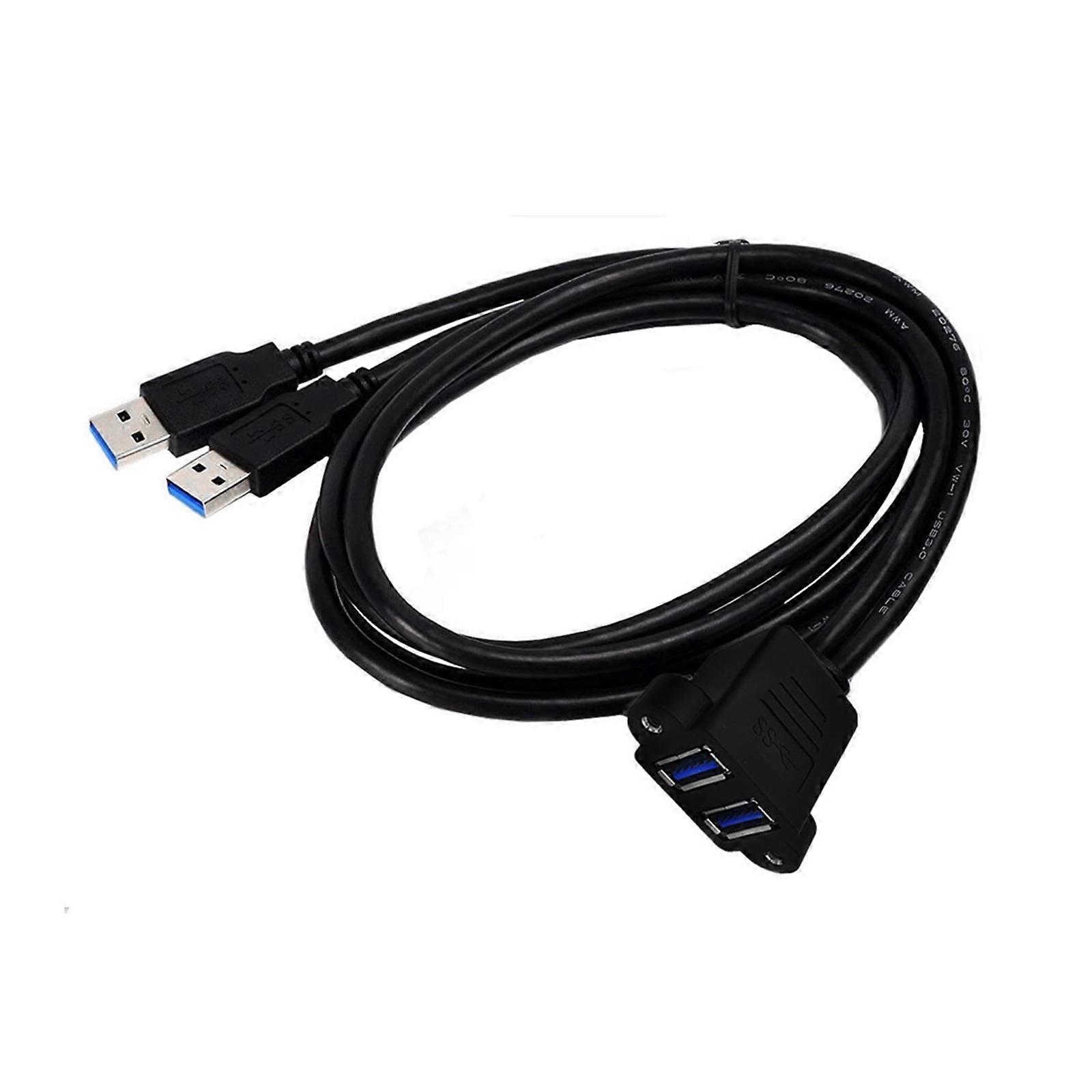 USB3.0 Extension Cable Double USB3.0 Male to Female Cord with Screw Panel Mount Holes USB3.0 Extension Data Cable 5Gbps