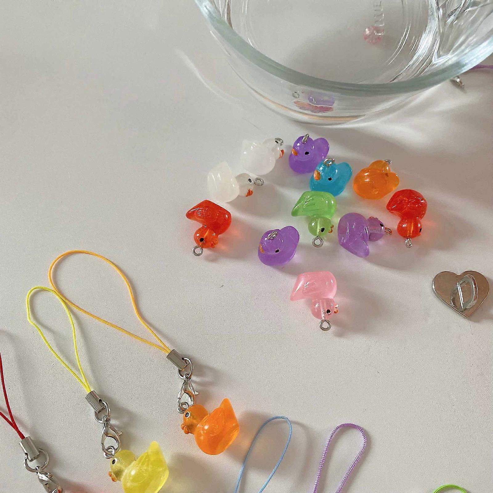 Charm Fluorescent Duck Keychain Charm Pendant Sturdy Acrylic Portable Phone Hanging Ornament for All Ages Outfits  Yellow