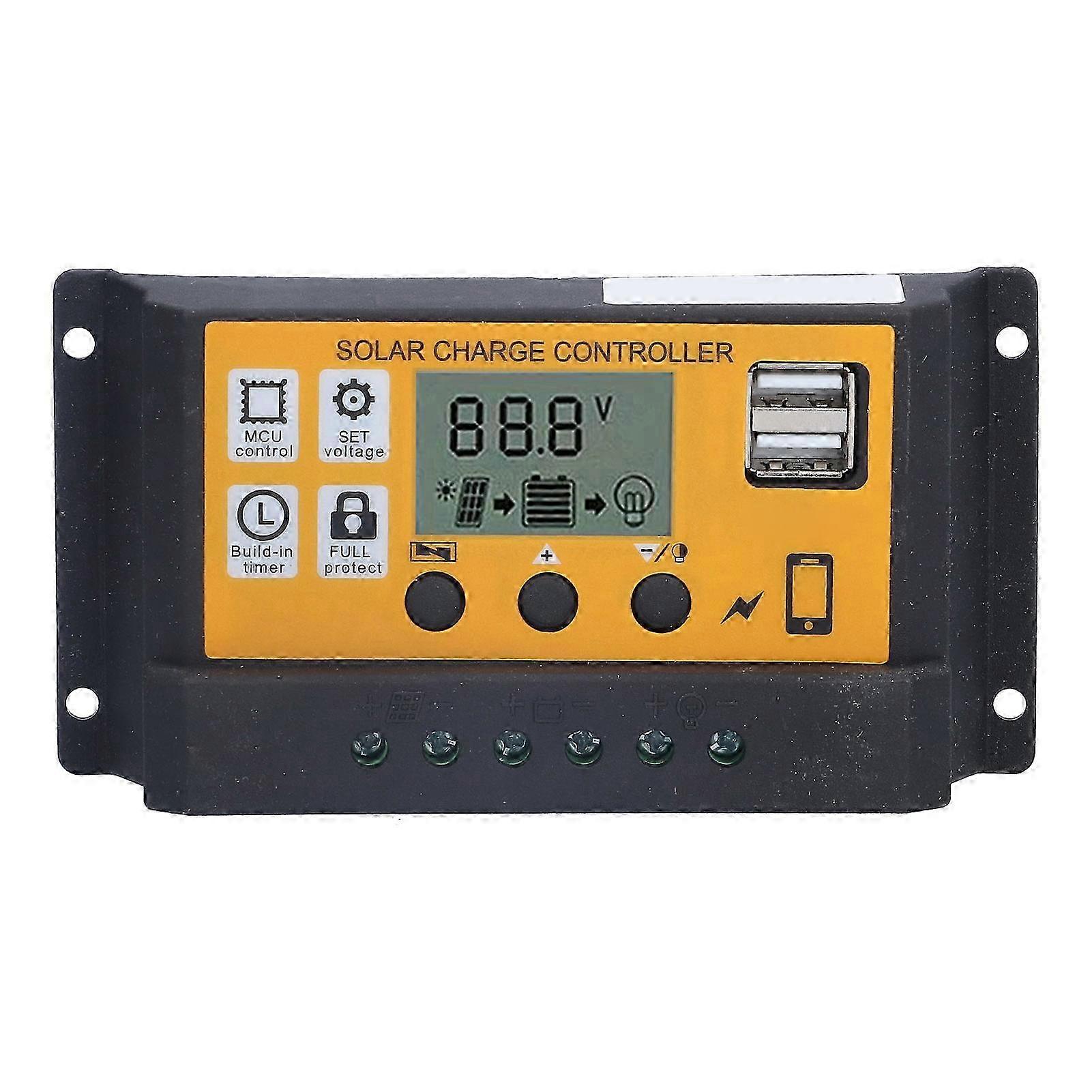 Smart Charge Controller Photovoltaic Solar Panel Battery Regulator with LCD Display 12V 24V 20A