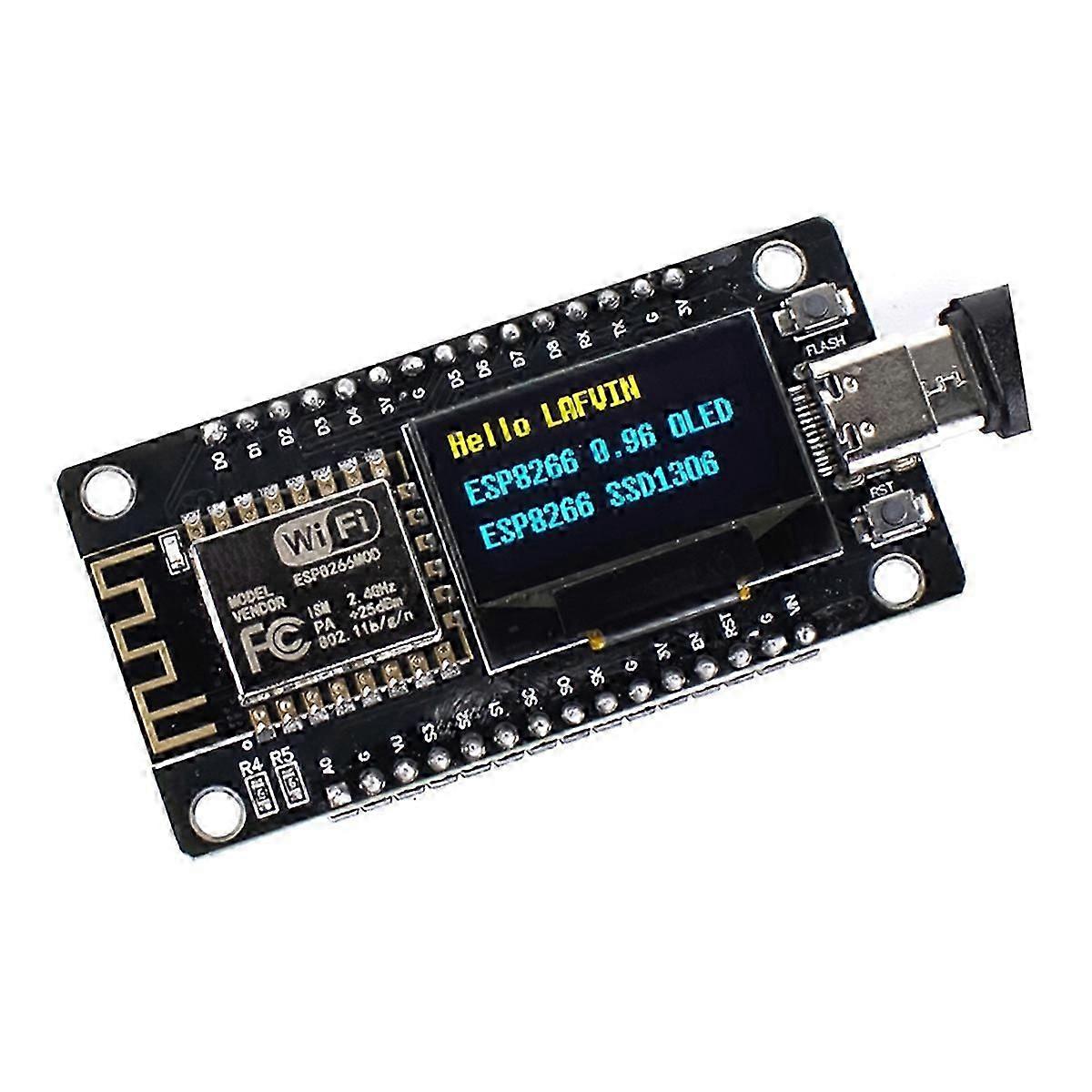لوحة تطوير ESP8266 V3 مع شاشة OLED مقاس 0.96 بوصة CH340 ESP-12F وحدة WiFi ل / Micropython TYPE-C