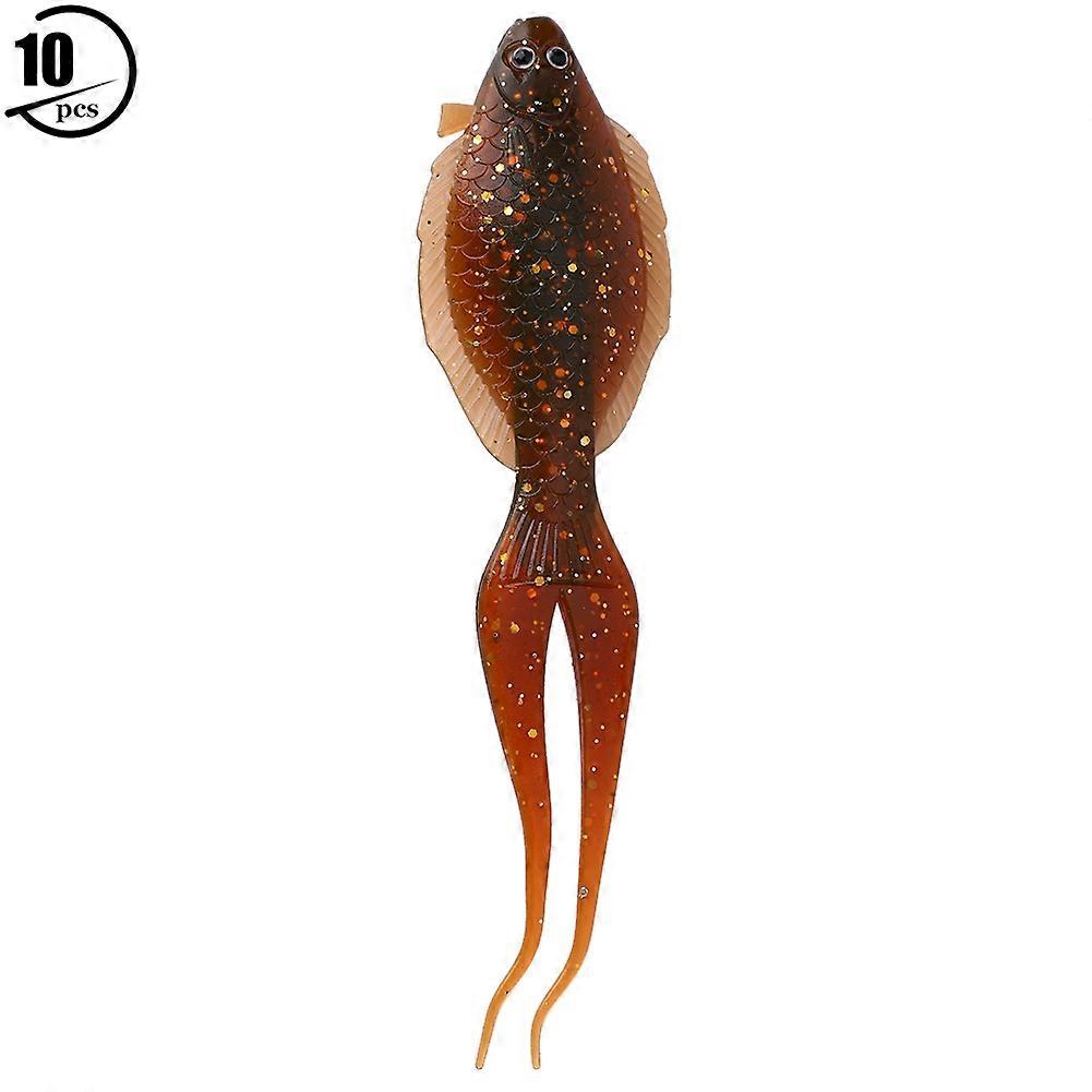 10 Teile / Los Künstliches 13,5 cm Angeln Weichköder Fischähnliche Angelköder Zubehör (Dunkelbraun)