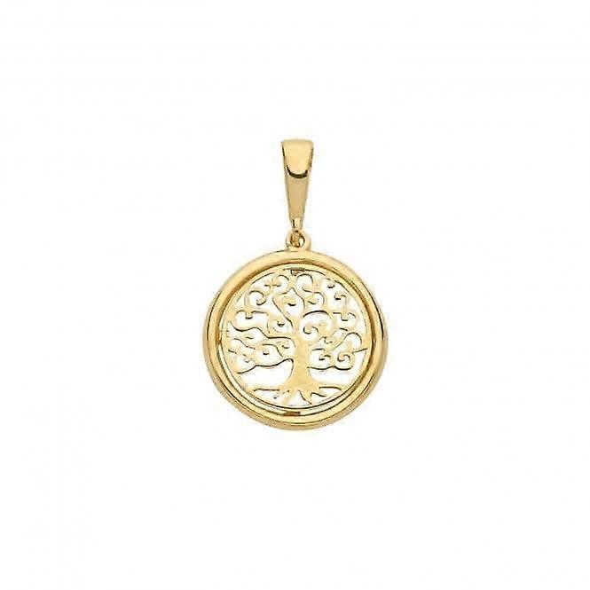 Ciondolo rotondo dell'albero della vita in oro giallo 9ct PN1077