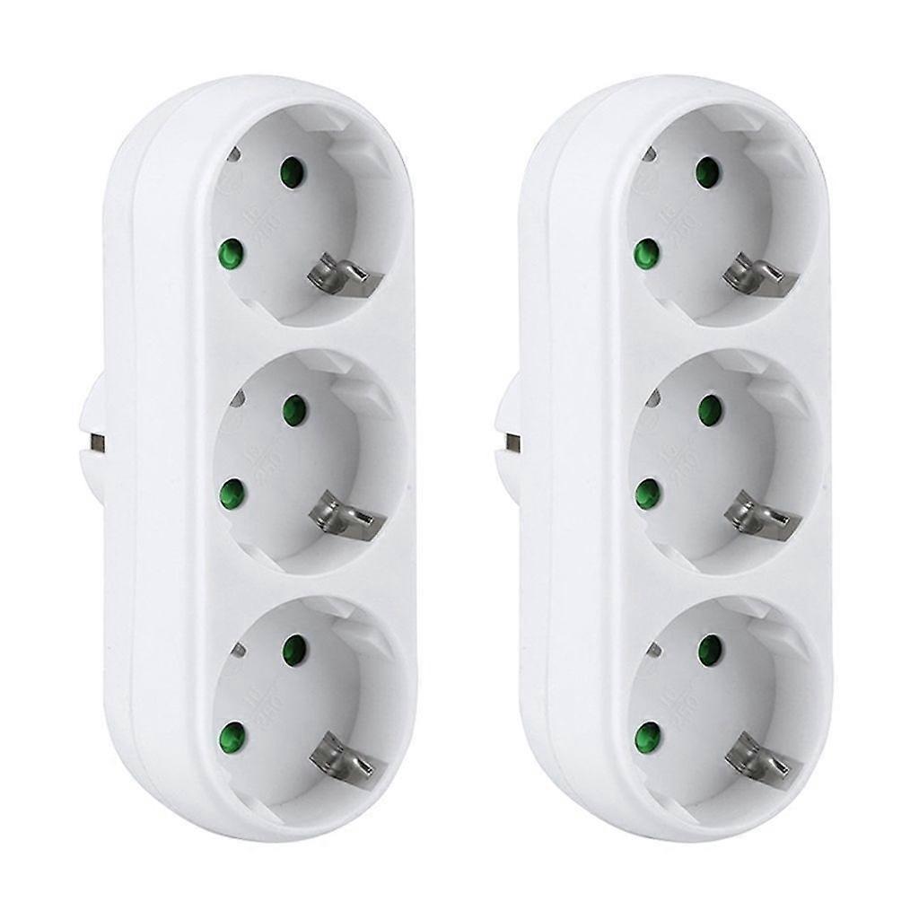 Pack of 2 3-way socket adapters, 3-way multiple plug multiple socket distributor sockets 16A/250V