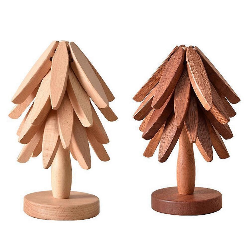 2sets Wooden Tree Coasters,Wooden Insulation Mat