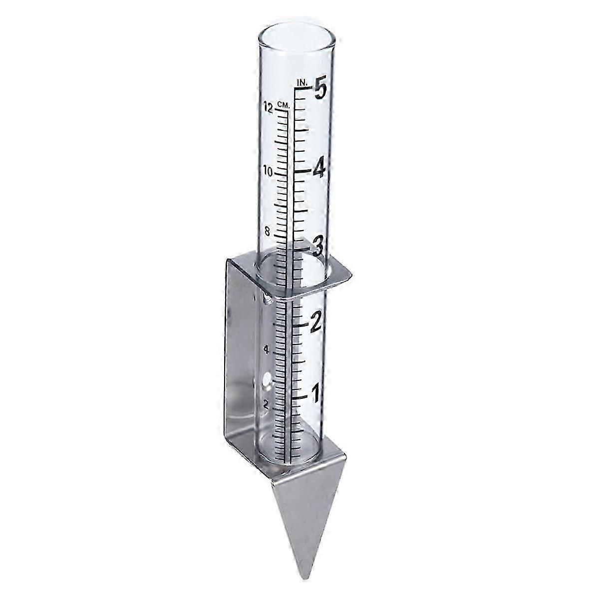 Pluviomètre d’une capacité de 5 pouces à l’extérieur avec tube, support en acier inoxydable 2 en 1 - Mesure précise de la pluie