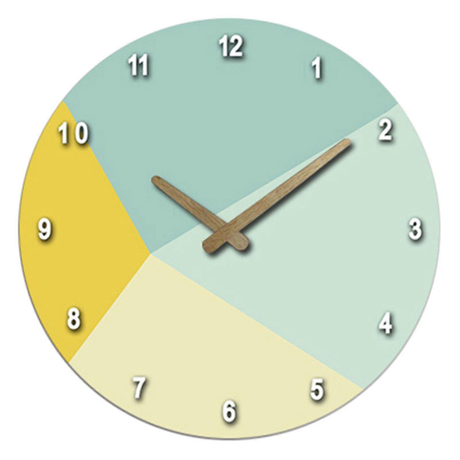 Wood Colorful Wall Clock Wall Silent for Time Clock Non Ticking Hanging Clocks