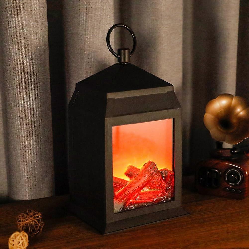 Flameless Fireplace Lantern with 6 Hours Timer Cordless Battery Operated for Indoor Outdoor Use 12'' High