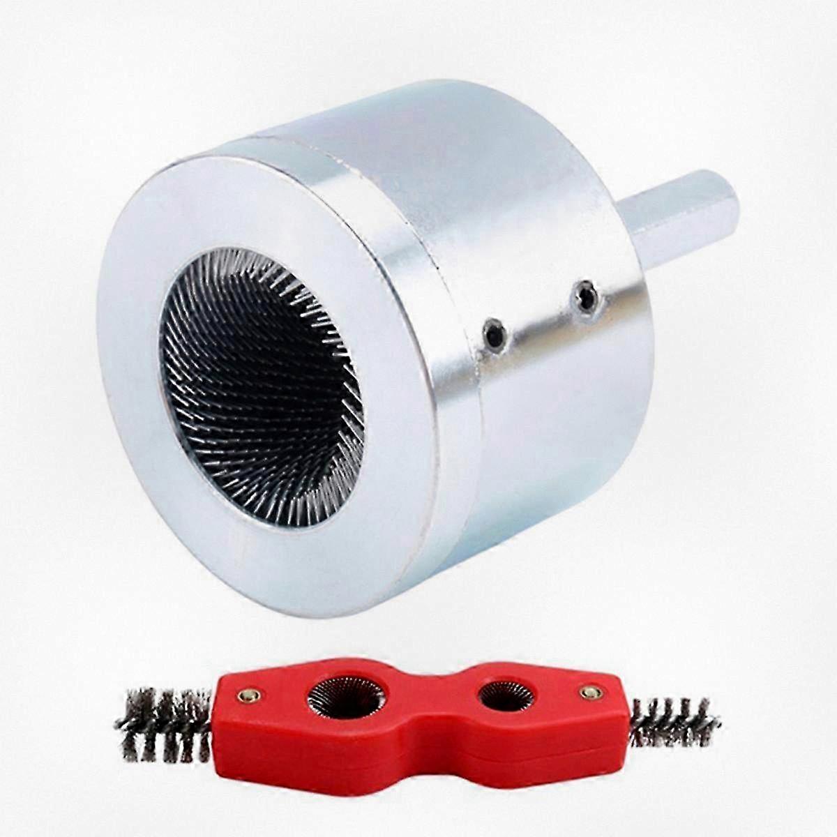 4-in-1 Dual Head Copper Tube Brush Polishing Tool with 22mm Chamfering and Deburring Function