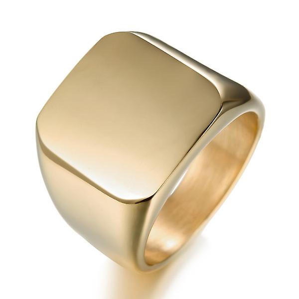 24k Titanium Steel Domineering Large Seal Ring Male Ring Full Smooth Square Solid Ring