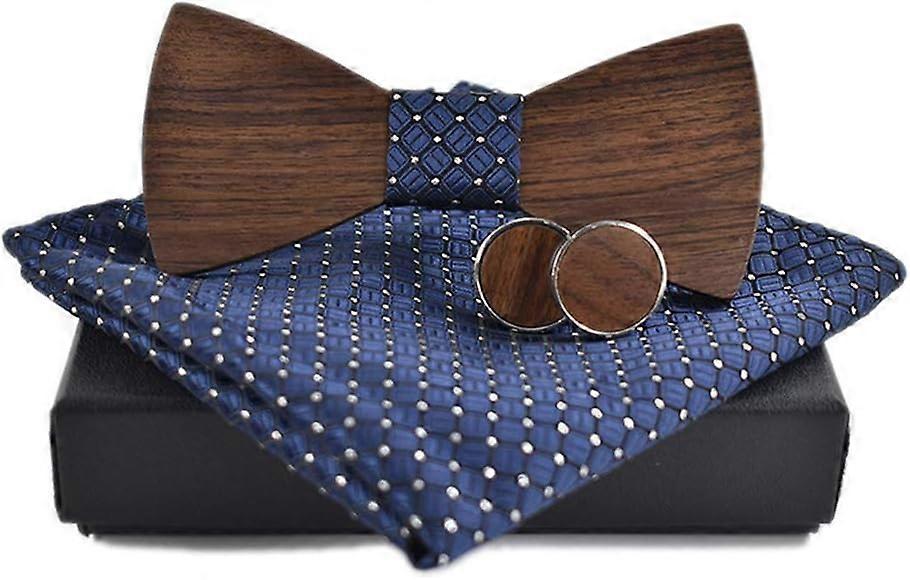 Innovation Wooden Çat Tie Handmade Groom Groomsman Bowtie Set with Mobile Square Gift Box, Unique Style and Design