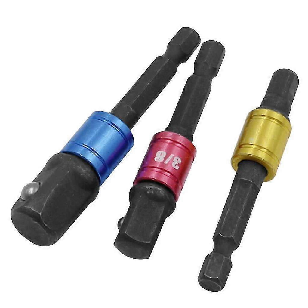 Socket Adapter Set for 1/4" 3/8" 1/2" Drill Bit Extensions, Black