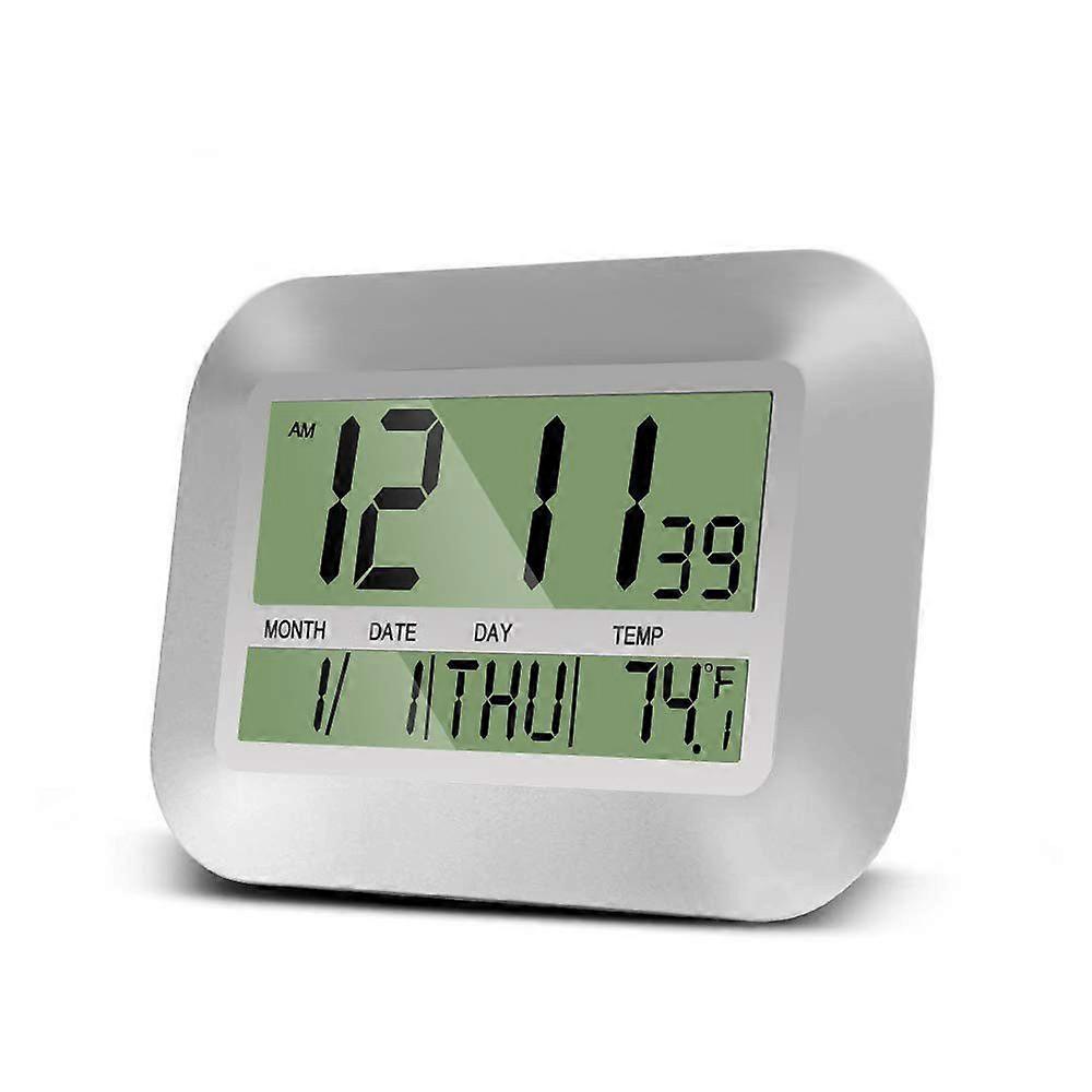 Digital wall clock battery operated temperature date and day alarm clock with time display