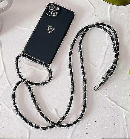 Chain Lanayrd Case Compatible Iphone 14 Pro Max/14 Pro Heart Motif Pattern With Cord For Necklace Soft