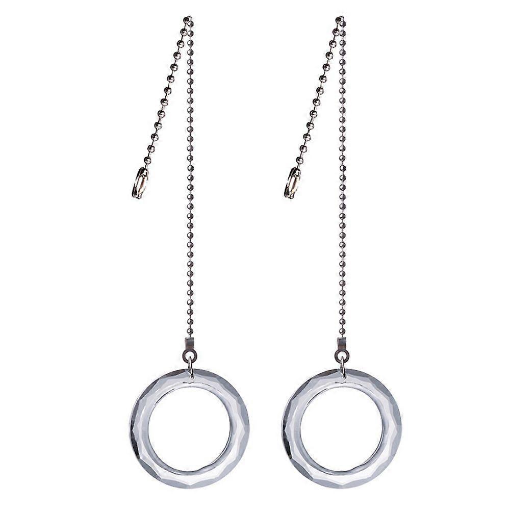 2Pcs Crystal Ring Light Pendant Table Lamp Fan Pull Chain Creative Light Accessory