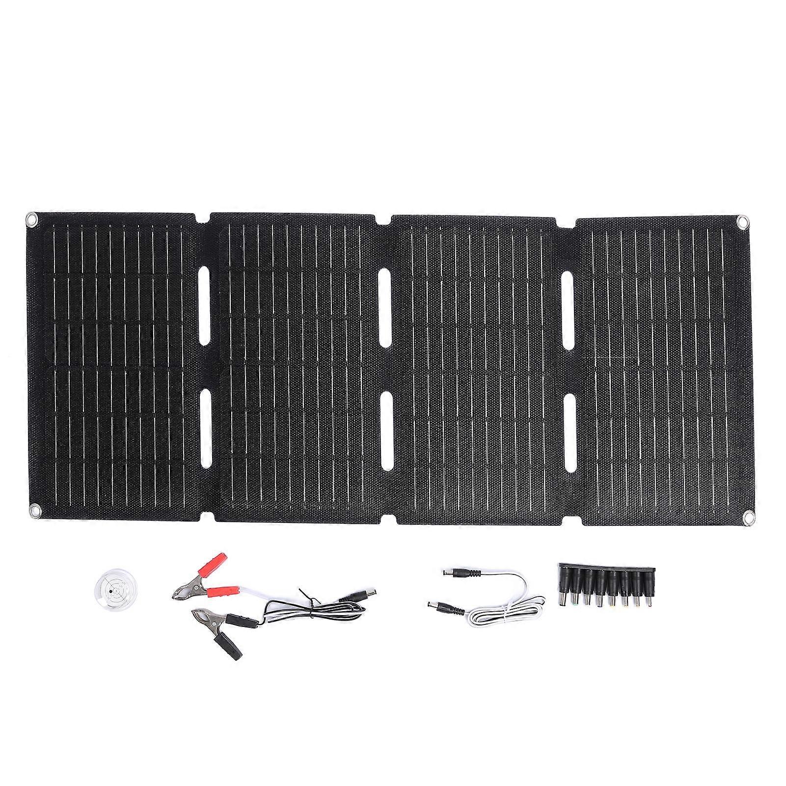 80W Foldable Solar Charger Dual USB PD Fast Charging Waterproof Monocrystalline ETFE Portable Solar Panel for Camping Hiking