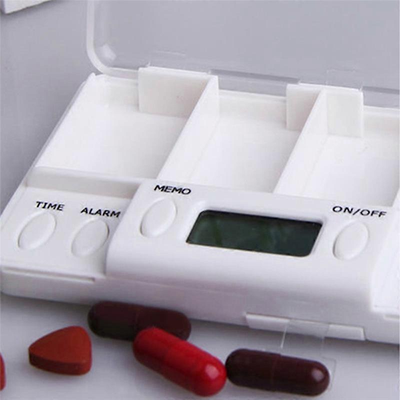 Pill Dispenser Container Clock Taking Medicine Reminder Pill Box