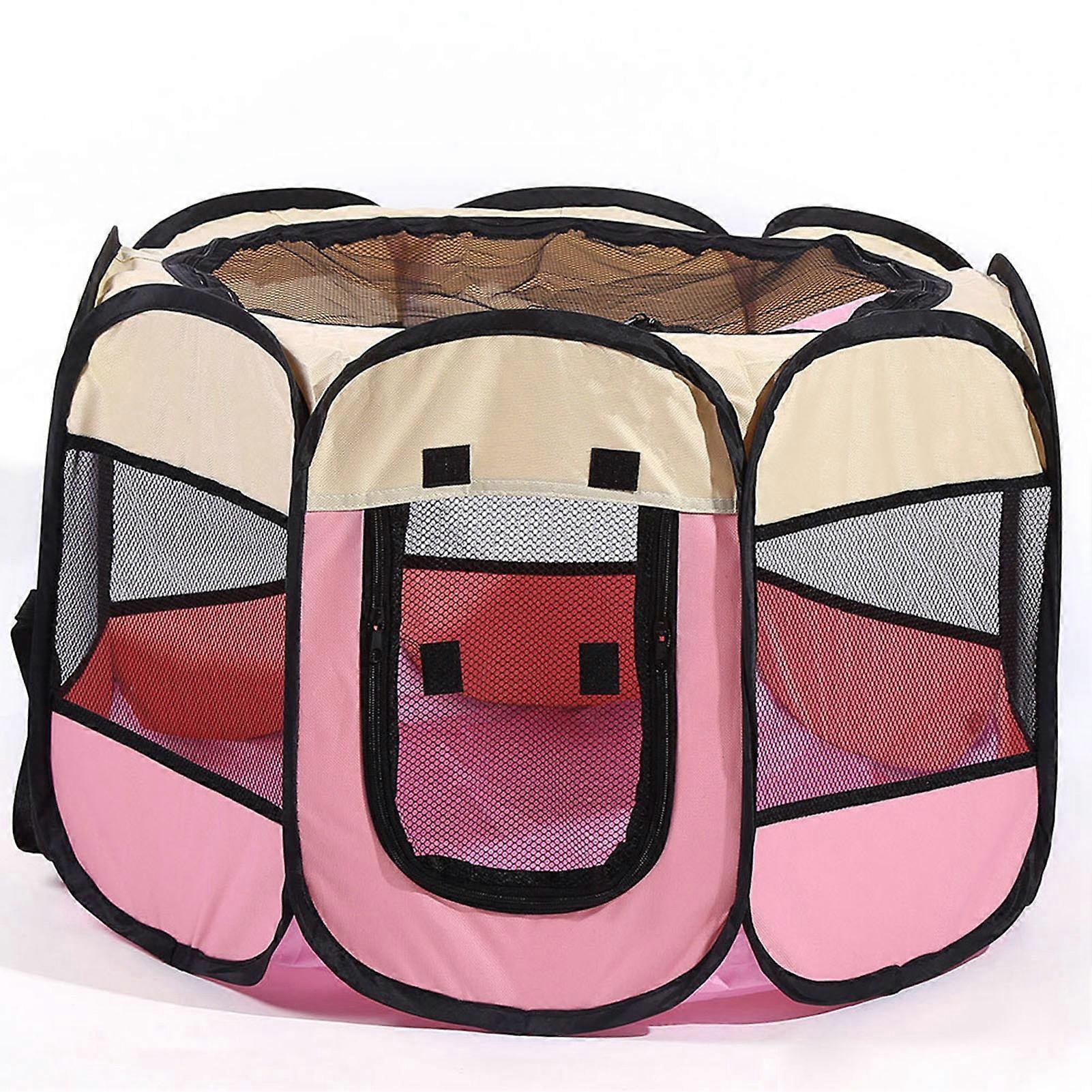 Portable Foldable Waterproof Pet playpen Open-Air Oxford Air Mesh Playpen Exercise Pen Tent House Playground for Dogs and Cats Small