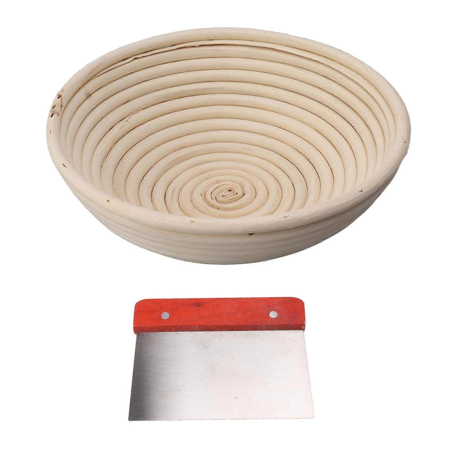 Round Bread Proofing Basket with Liner Cloth Dough Rising Rattan Bowl Set for Bread Making