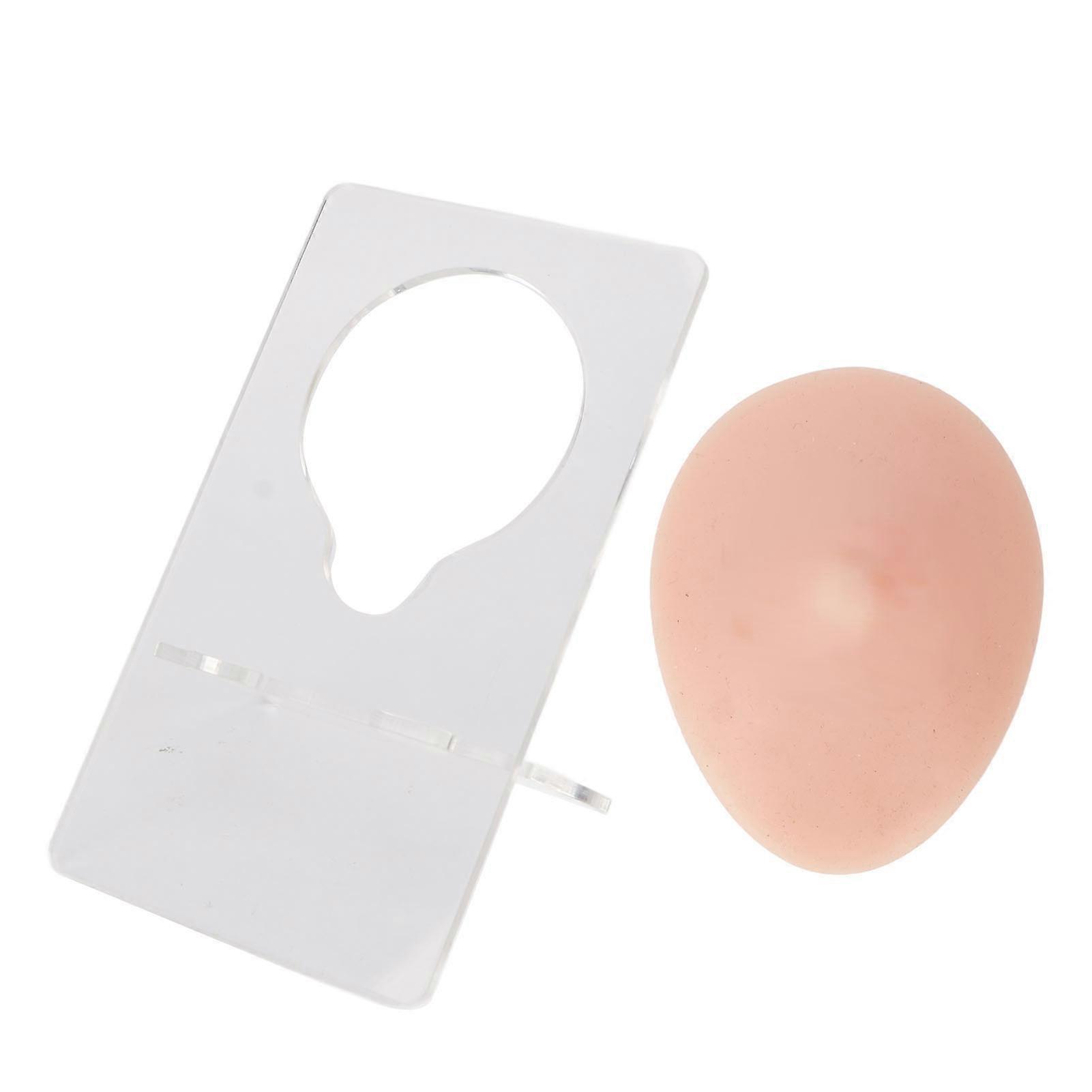 Soft Silicone Single Nipple 3D Elastic Simulation Reusable Display Props Body Piercing Model with Acrylic Holder