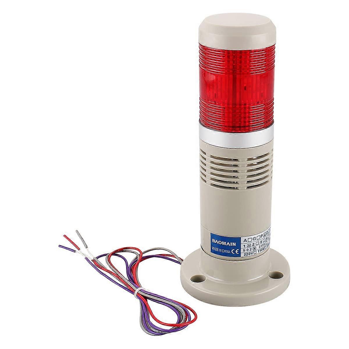 Alarm Warning Light 220V AC Industrial Buzzer Red LED LTP502TJ Signal Tower