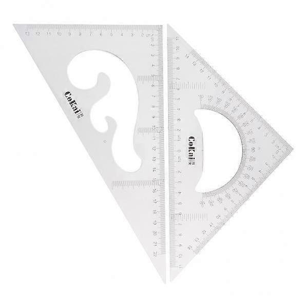3-6pack 2 Pack 45/60 Degree Geometry Triangle Ruler Drawing Drafting Set Clear