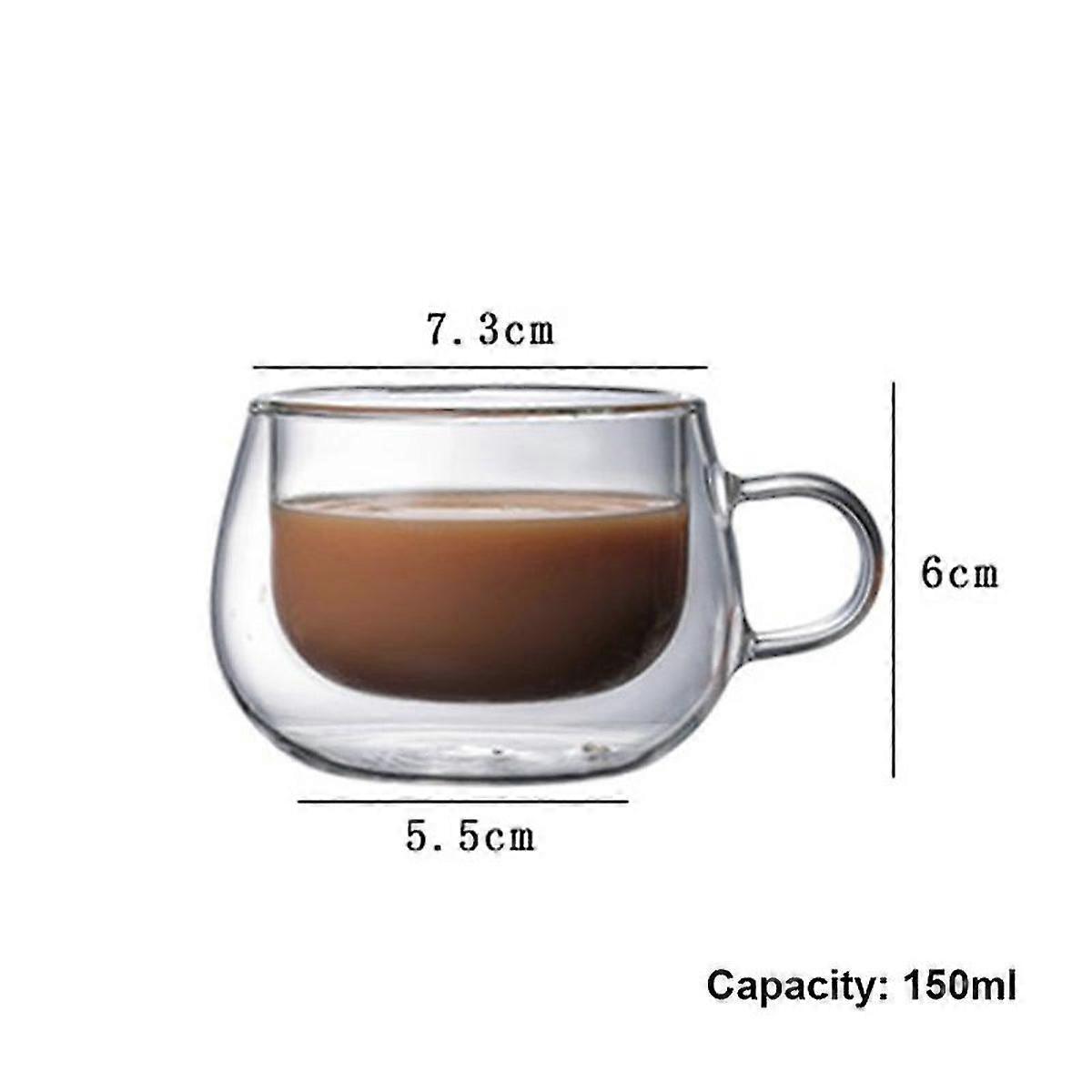 Double-layer Transparent Heat Resistant Glass Coffee Cup with Handle