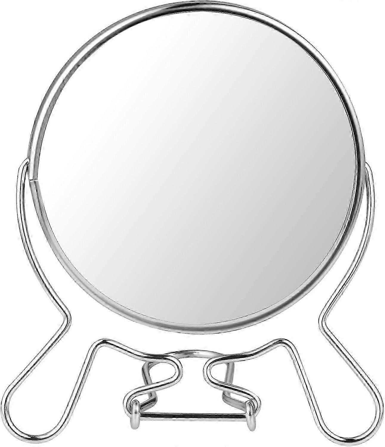 4" Round Portable Makeup Mirror - 2 Way Zoom 200% Magnify, Compact Folding for Travel & Vanity