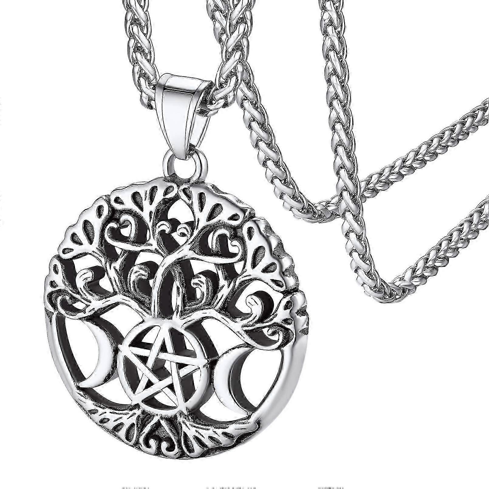 Collana Albero della Vita con Pentagramma Luna in Argento