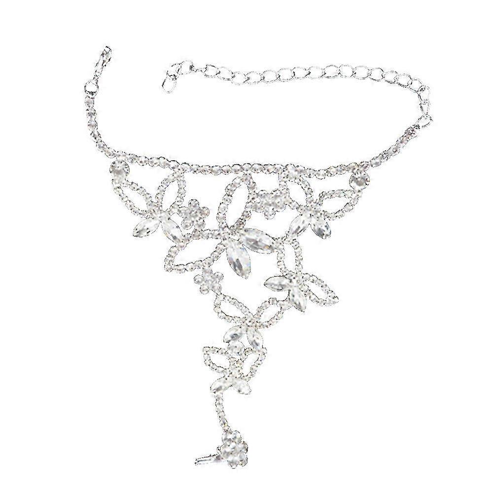 Women's Bracelets Hand Chain Attached Bangle Hand Chain Bracelet Rhinestone Bangle