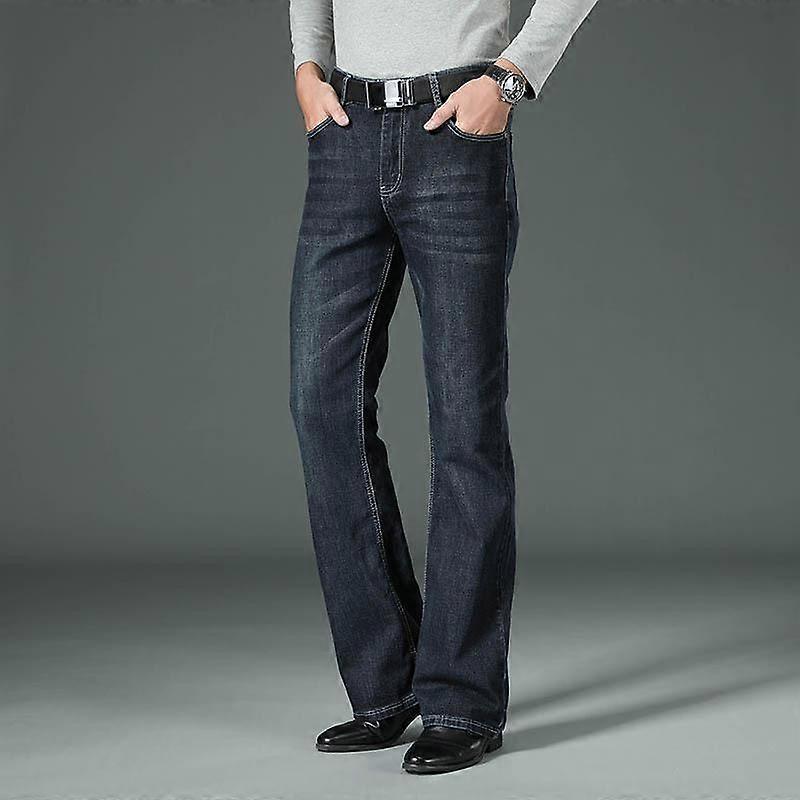Mens Flared Jeans Boot Cut Leg Flared Male Designer Classic Denim Jeans High Waist Stretch Loose Flared Denim Elastic Jeans