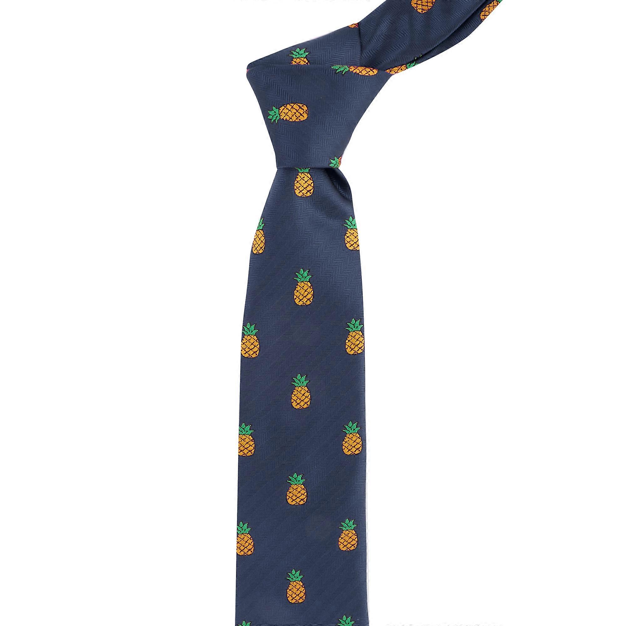 Navy Blue Pineapple Herringbone Tie