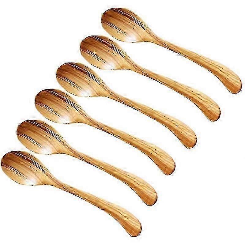 6 Pcs Olive Wood Spoon Set - Kitchen, Coffee, Tea, Soup Utensils