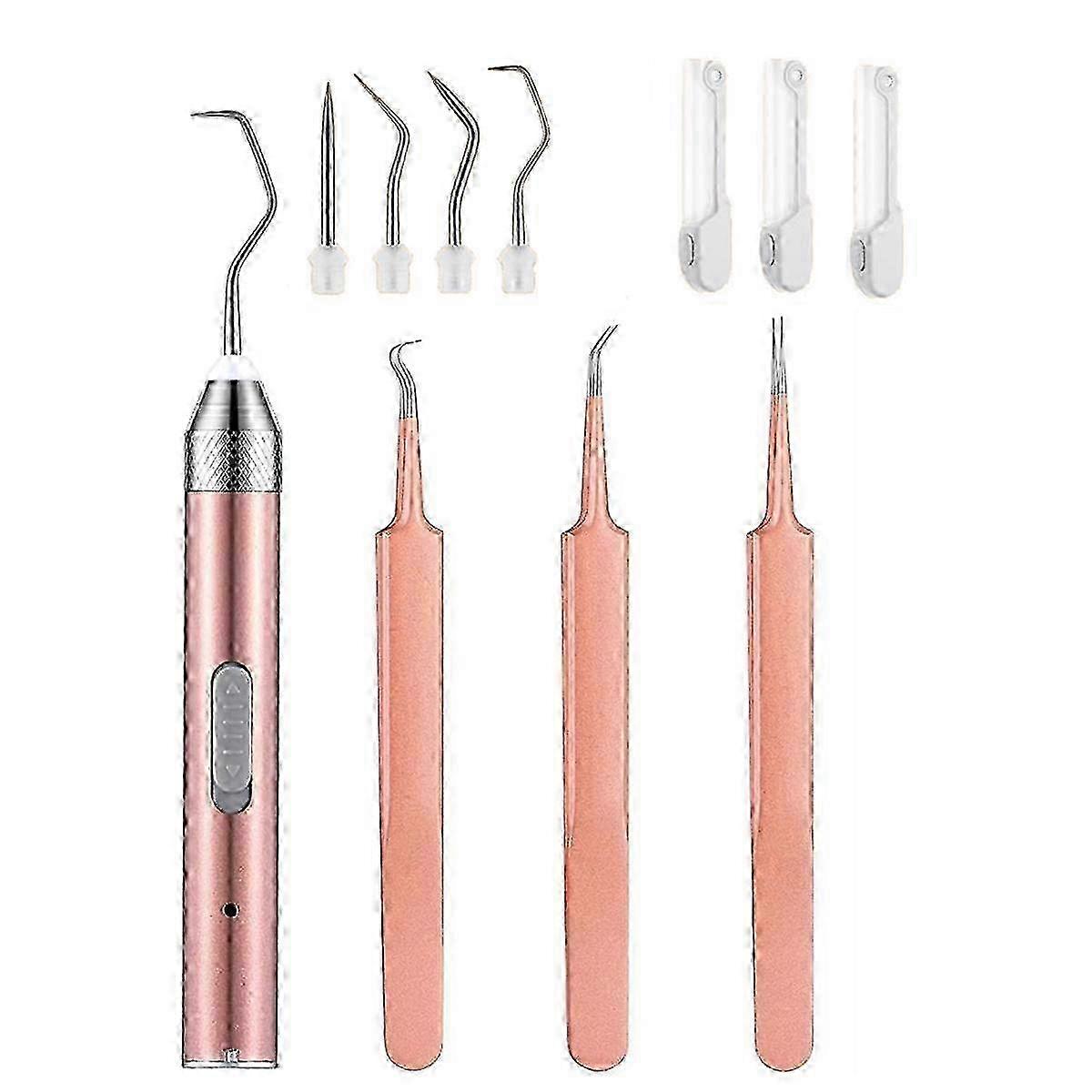 6-Piece Weeding Tool Set for Vinyl with Rechargeable LED Light, Includes 3 LED Pens and 5 Pin Lighted Tweezers for Crafts and DIY Projects