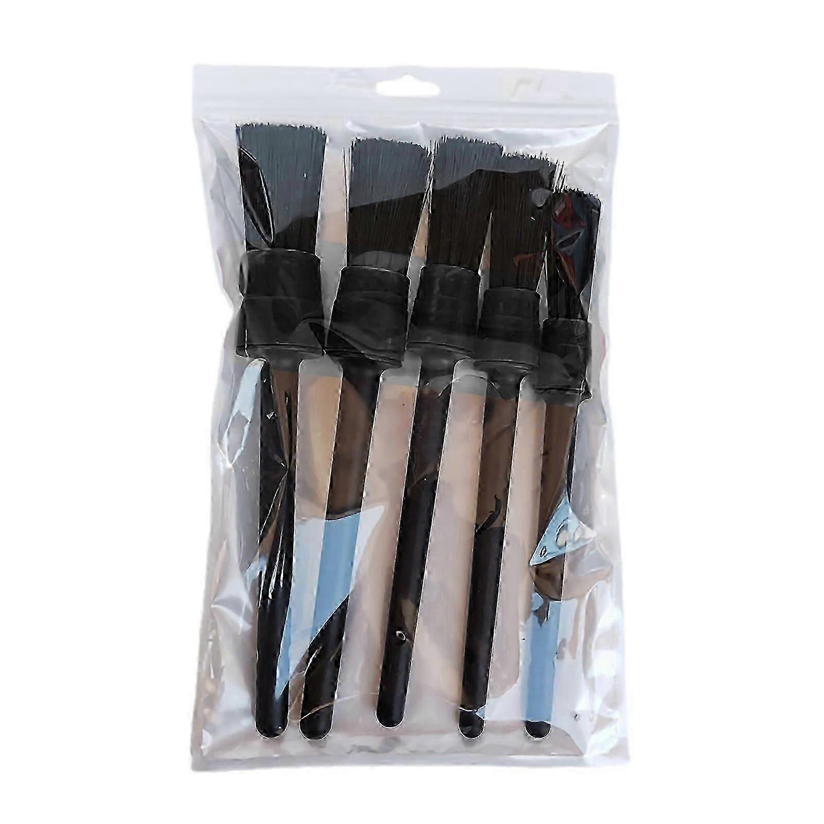 5個のカーディテーリングブラシセットインテリア隙間ブラシSoft合成繊維オートクリーンブラシSUVトラックVanblack