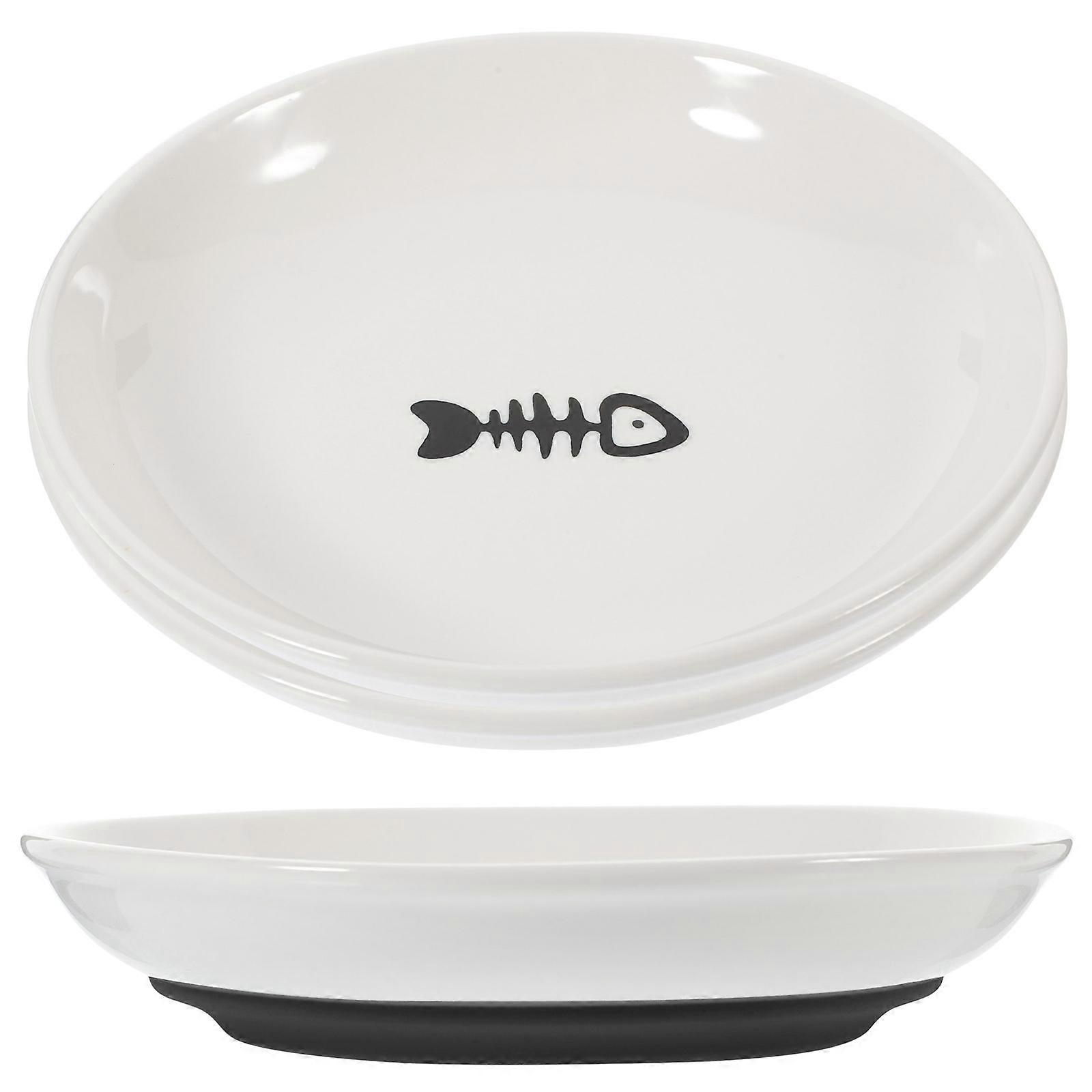 3pcs Cute Ceramic Cat Bowls with Nonslip Silicone Base, Wide Design to Reduce Whisker Fatigue for Food or Water Use
