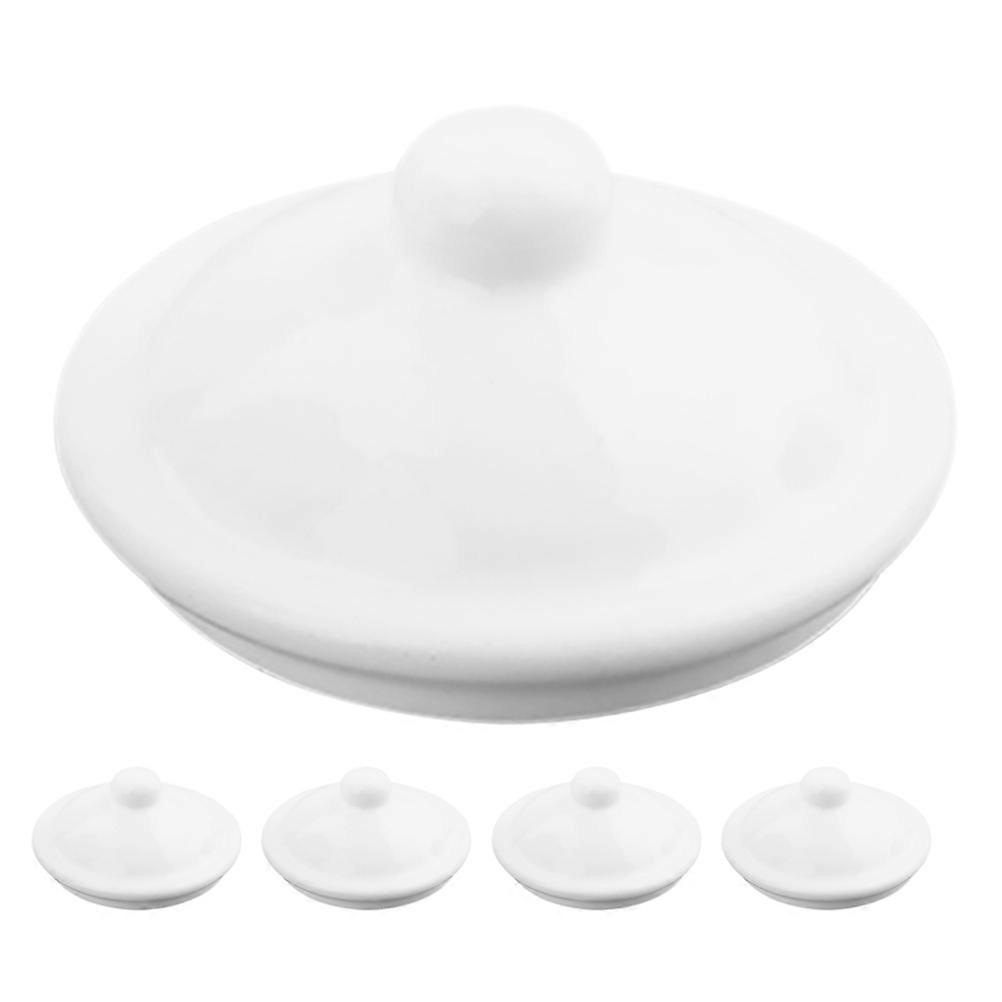 5pcs White Enamel Mug Lids for Teacups, Water Glasses, and Teapots – Heat Resistant, Easy to Clean Covers for Hot Drinks