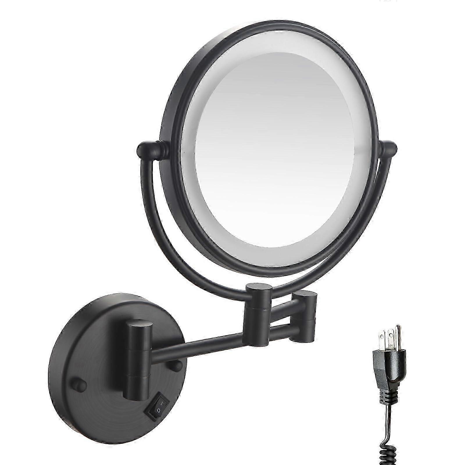 Segetta 8" LED Wall-Mounted Makeup Mirror, Double-Sided 1X/3X, 360° Rotation, 13" Retractable