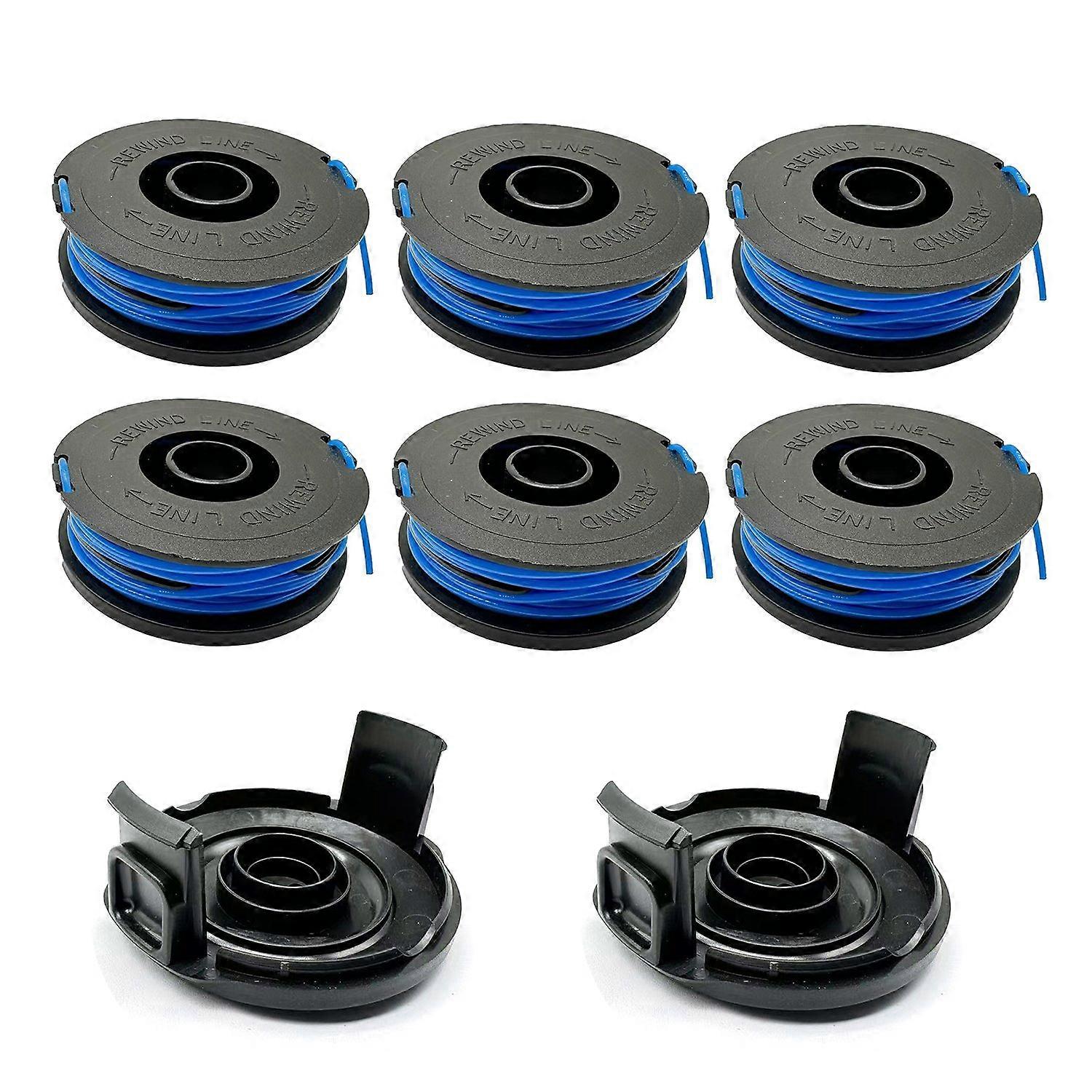 RSJA-01+RSJA-01-1 For Spear & Jackson GT600 GT450 Lawn Mower 6 Replacement Spool + 2 Spool Cap