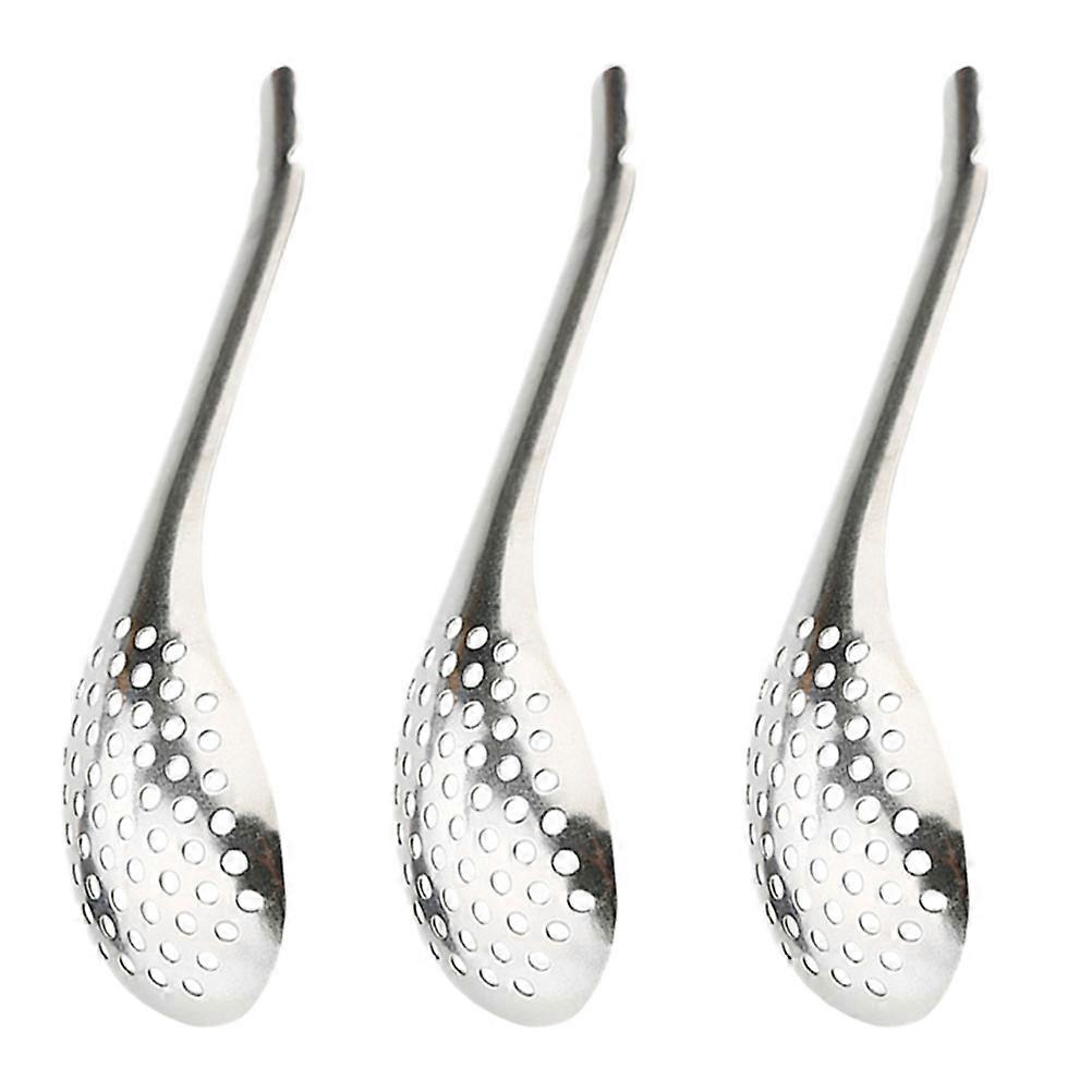 1 Set 3 Pcs Silver Stainless Steel Caviar Spoons Strainers Spherification Spoons