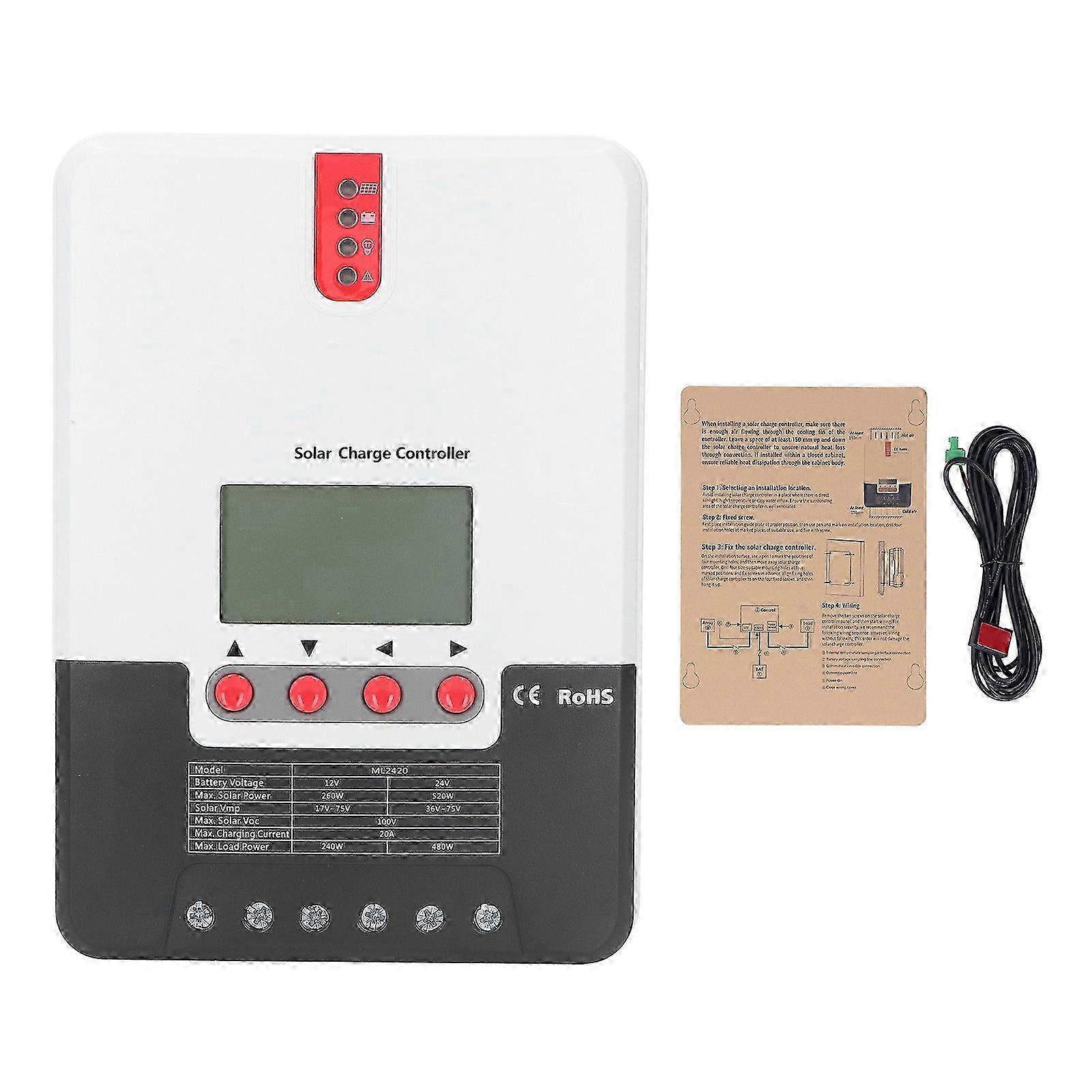 Solar Charge Discharge Controller Mppt Charging Regulator With Communication 20a 12v 24v