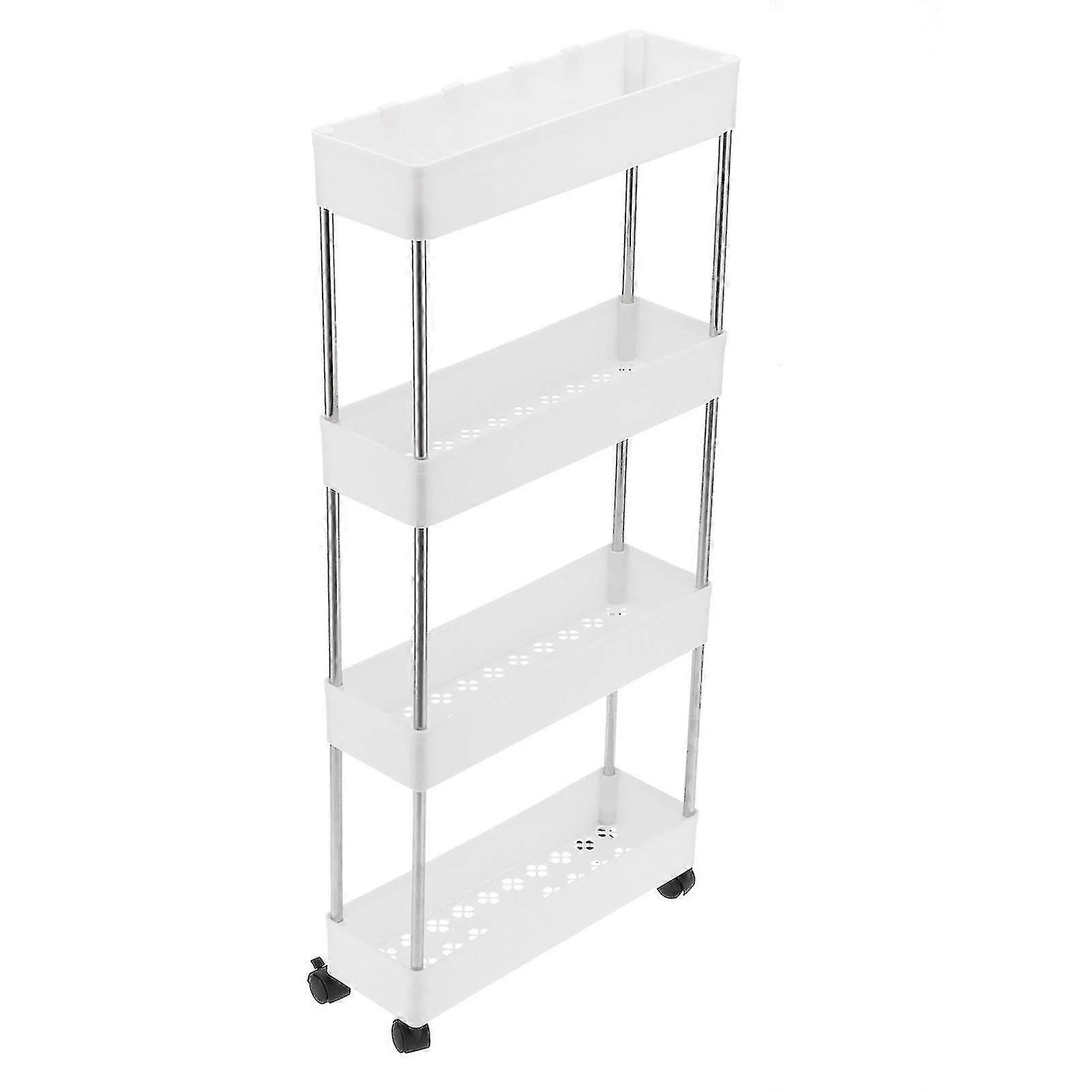 2025 Slim Storage Trolley Rolling Cart Narrow Space-Saving Organiser with 3 Tiers, Bathroom Kitchen Shelving Unit with Wheels Durable Plastic and Meta