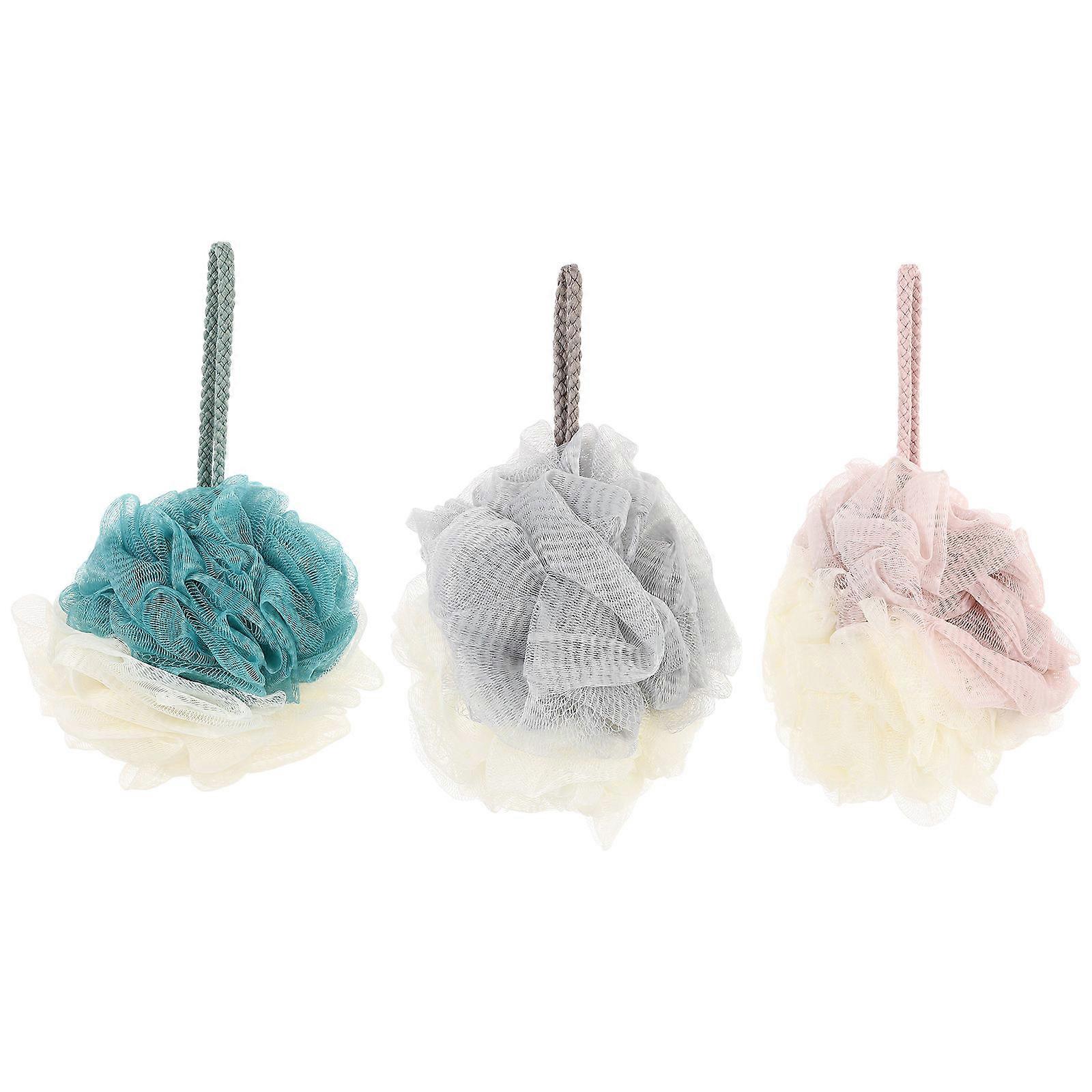 Bath Sponges Exfoliating Shower Sponge Foaming Home Use Assorted Color Round Shape 3Pcs