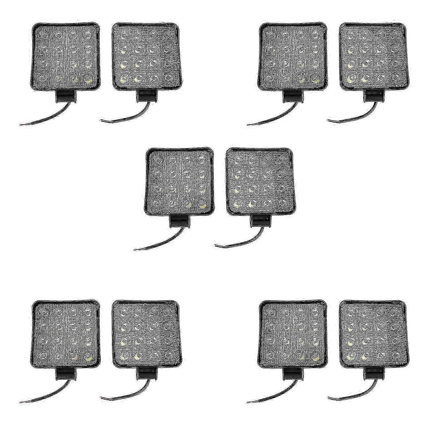 10 个 48W 方形 LED 工作灯 6000K，适用于拖拉机、卡车、全地形车，12V/24V