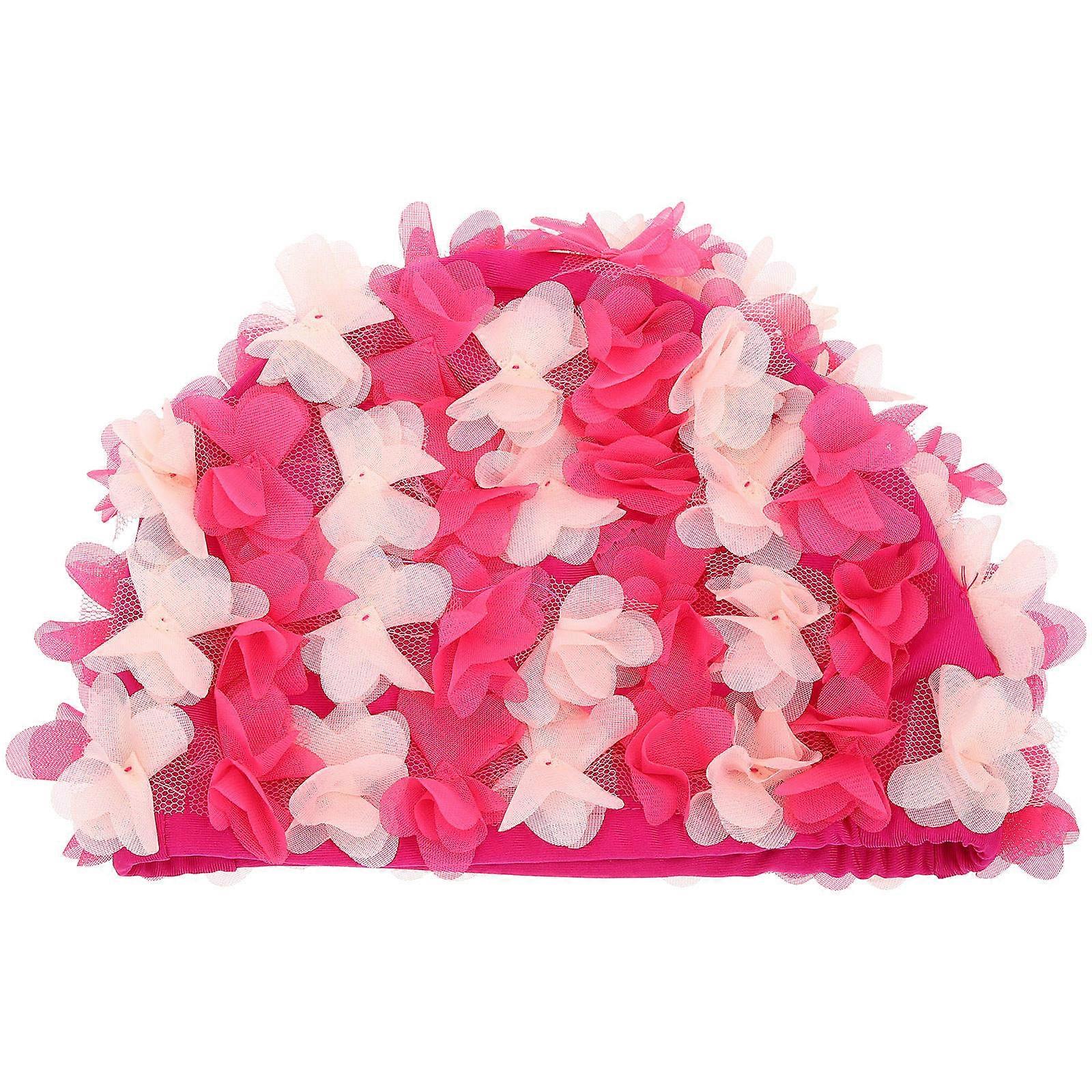 Retro Bath Hat For Women Swimming Hat Pink 24x17cm Preventing Hair From Falling Into Pool 1Set