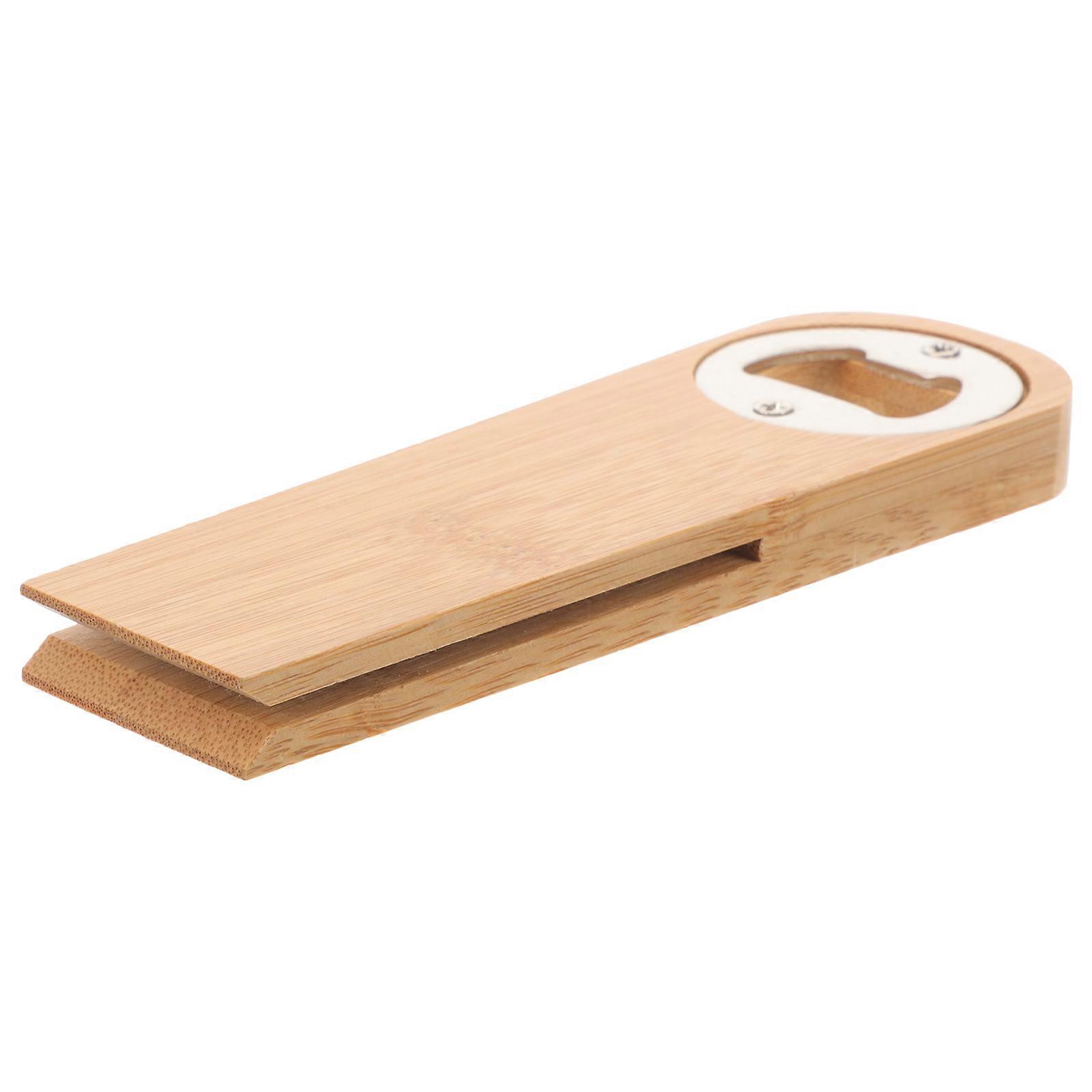 Bamboo Bottle Opener With Seal Clip Sealing Bags Kitchen Use 14.2x4.5cm 1Pcs