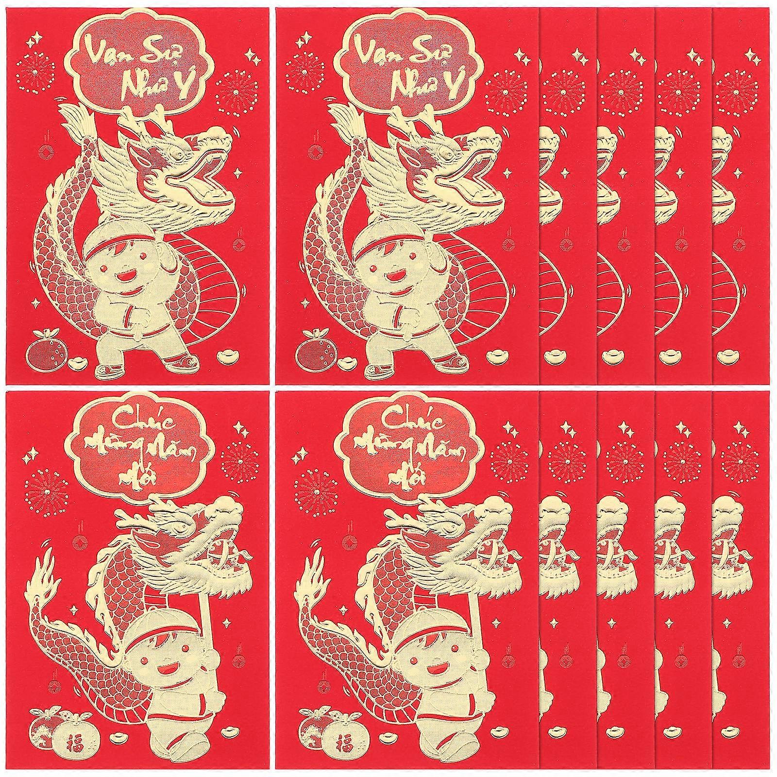 Chinese Red Packet Traditional Chinese Style Rectangular Paper present 12Set