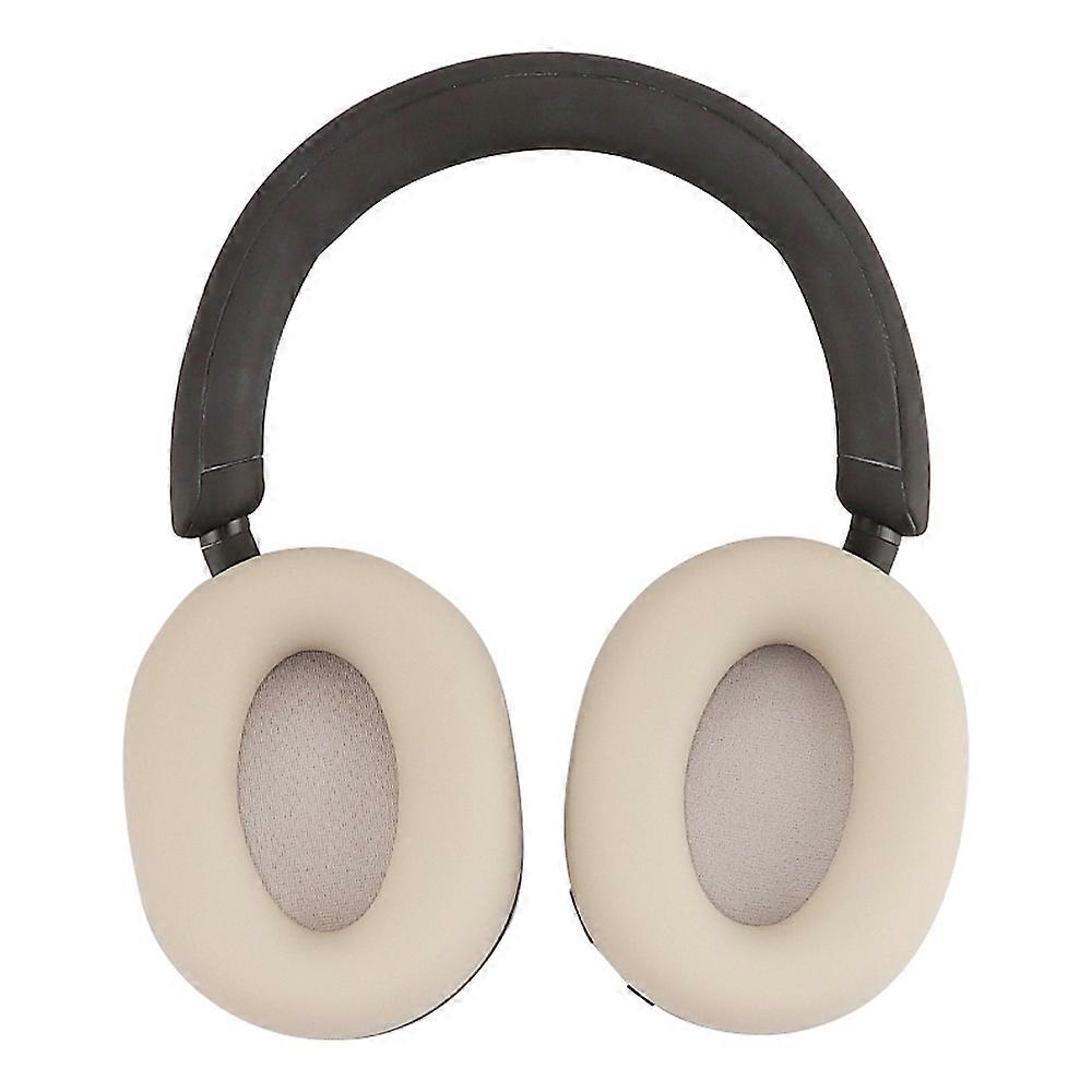 v4f 1 paire de coussinets d'oreille en silicone pour casque Sony WH-1000XM5, housse de protection W4v - Blanc cassé